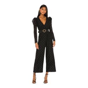 Tularosa Perry‎ polka dot long sleeve jumpsuit in Black